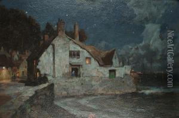 The Quayside At Minehead; The House On The Sea Wall Oil Painting - John William Schofield