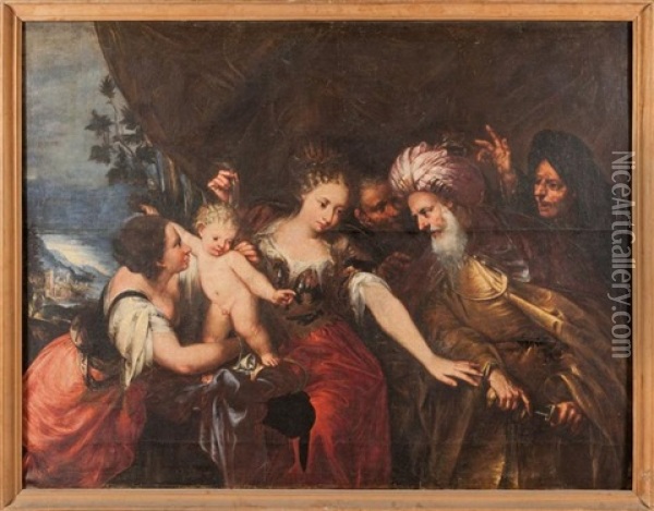 Il Giudizio Di Salomone Oil Painting - Andrea Celesti