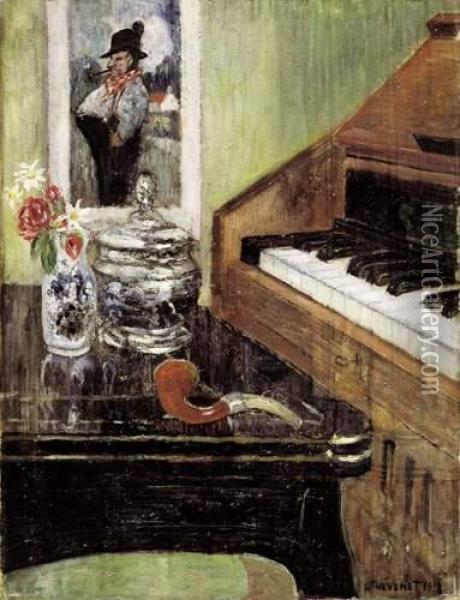 Interieur Met Harmonium (1918) Oil Painting - Louis Thevenet