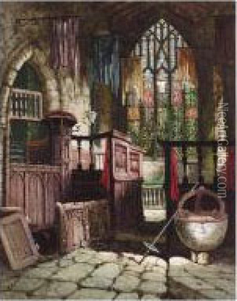 The Interior Of The Chapel At Haddon Hall, Derbyshire Oil Painting - Margaret Rayner