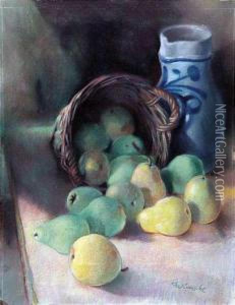 Wunsche, Emil: Still Life. Pastel On Paper,mounted Om Masonite. Signed. - At The Sheet Edges And Corners Lossof Paper. Tear. At The Upper Corner Remains Of Old Mounting Oil Painting - Emil Wunsche