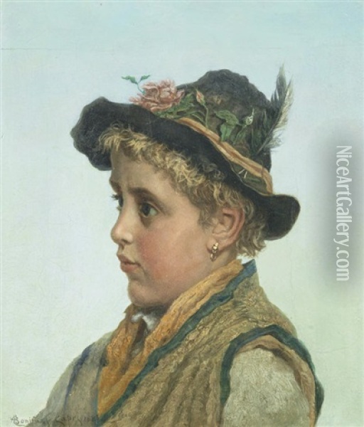 A Capri Boy Oil Painting - Adriano Bonifazi