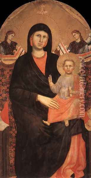 Madonna And Child With Sts Francis And Bernardine And Fra Jacopo Oil Painting - Benozzo di Lese di Sandro Gozzoli