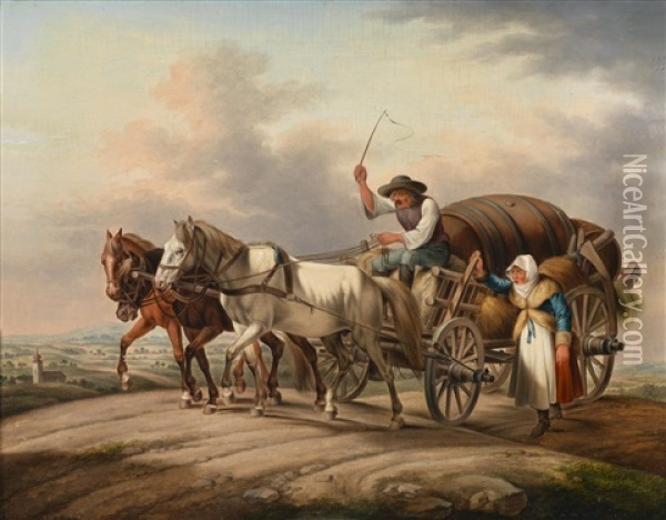 Auf Der Landstrase Oil Painting - Johann Adam Klein