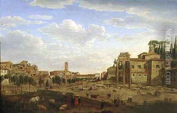 The Campo Vaccino Rome Oil Painting - Hendrik Frans Van Lint