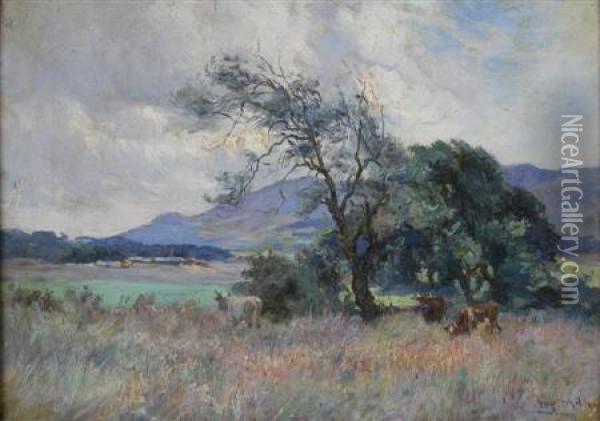 Quiet Grazing, Perthshire Oil Painting - Joseph Milner