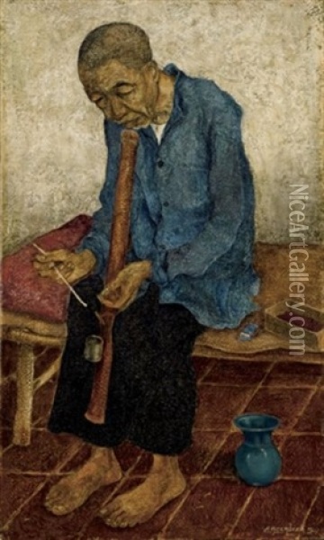 The Opium Smoker Oil Painting - Ernst Agerbeek