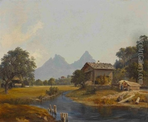 Schweizer Landschaft Oil Painting - Johann Jakob Ulrich