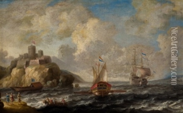 Navios Franceses En La Costa Oil Painting - Bonaventura Peeters the Elder