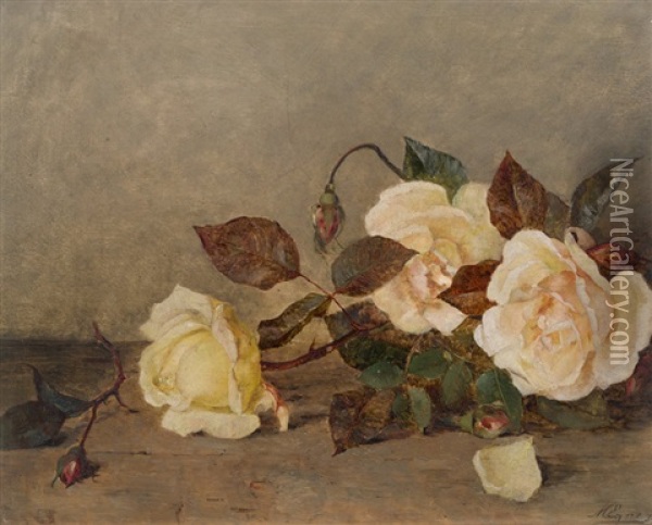 Still Life With Roses Oil Painting - Marie Egner