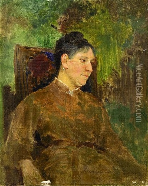 Portrait Of Mrs. Hynaisova Oil Painting - Vojtech Adalbert Hynais