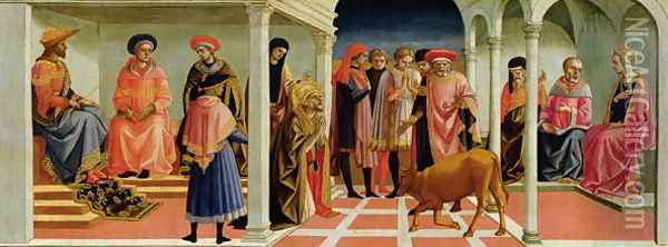A Miracle of St. Sylvester, 1450s Oil Painting - Pesellino