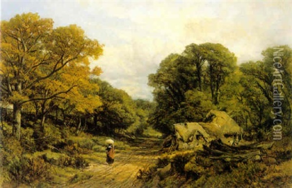 A Lane Scene In Surrey Oil Painting - Frederick William Hulme