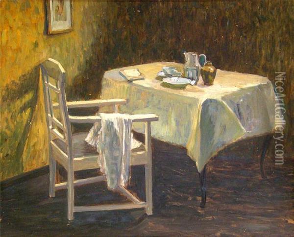 Interieur Mit Gedecktem Tisch Oil Painting - Rudolf Possin