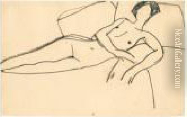 Femme Nue Etendue Sur Le Cote Oil Painting - Amedeo Modigliani