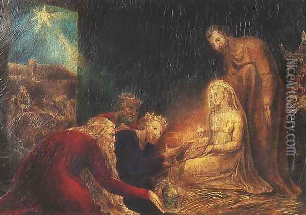 Adoration of the Magi Oil Painting - William Blake