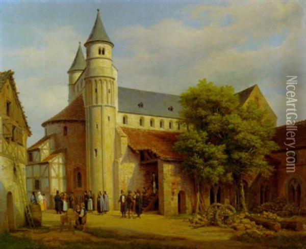 Die Stiftskirche Von Gernrode Am Harz Oil Painting - Friedrich Eduard Meyerheim