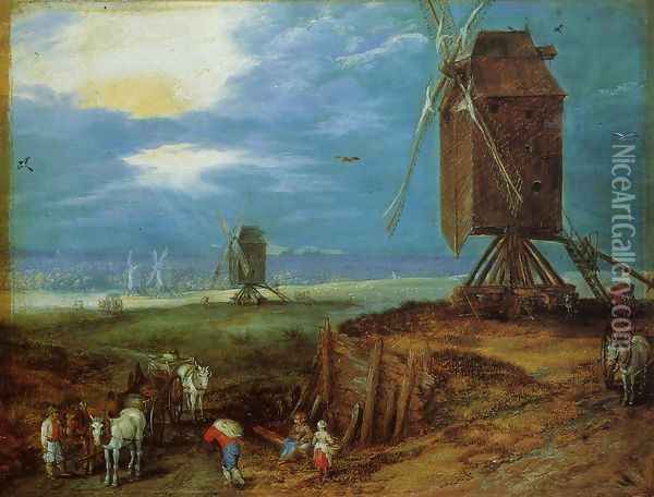 Windmills Oil Painting - Jan The Elder Brueghel
