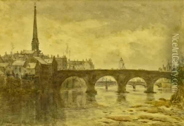 The Auld Brig, Ayr Oil Painting - William Young Ottley