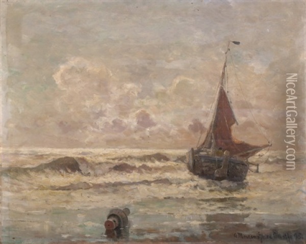 Segelboot Auf Bewegter See Oil Painting - Gerhard Arij Ludwig Morgenstjerne Munthe