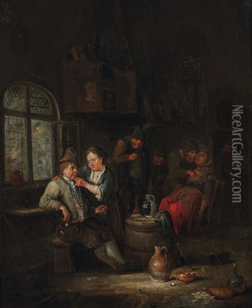 Dans La Taverne Oil Painting - Egbert van Heemskerck the Elder