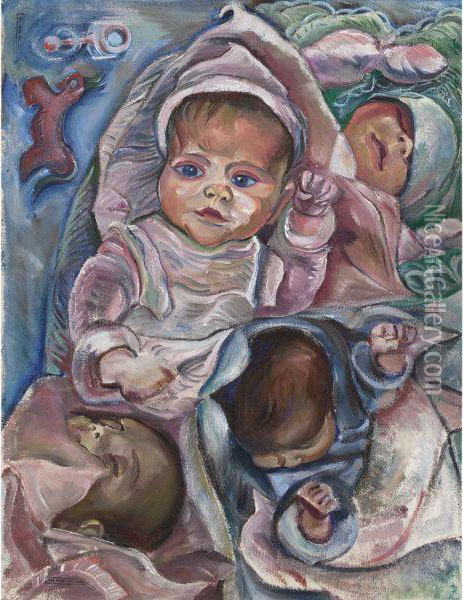 Babies Oil Painting - Pegi Nicol Macleod