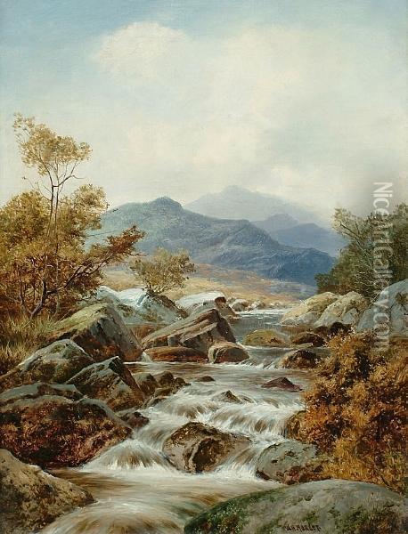 Highland River Landscapes Oil Painting - William Henry Mander