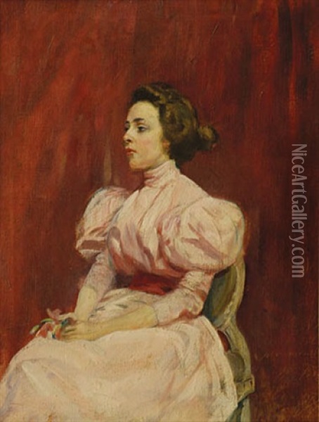 Portret Wandy Piekonskiej Oil Painting - Waclaw Pawliszak