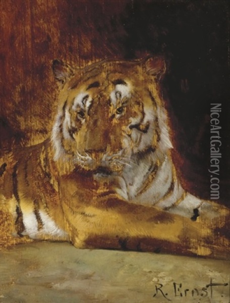 Tiger Oil Painting - Rudolf Ernst