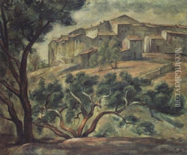 Village De Provence Oil Painting - Romain Kramstyk