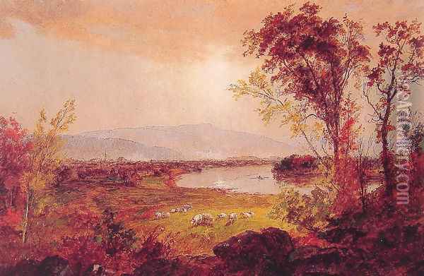A Bend in the River Oil Painting - Jasper Francis Cropsey