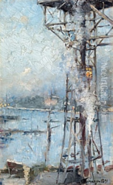Katarinahissen, Stockholm Oil Painting - Nils Kreuger
