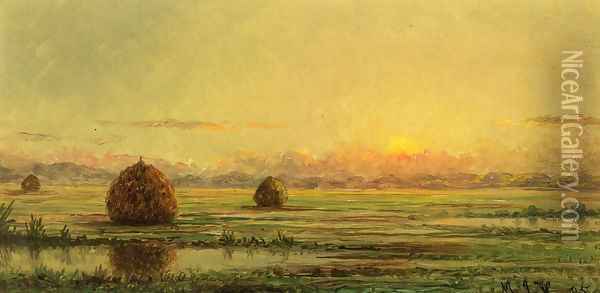 Sunset A Sketch Oil Painting - Martin Johnson Heade