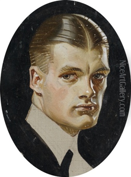 Portrait Of Charles Beach As The Arrow Collar Man Oil Painting - Joseph Christian Leyendecker