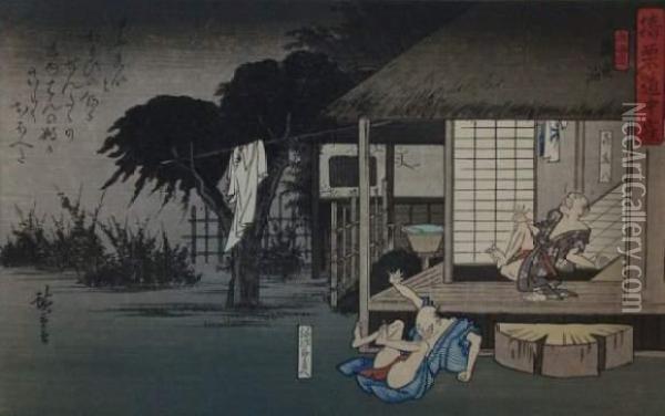 Soga Monogatari Zuye Oil Painting - Utagawa or Ando Hiroshige