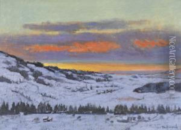 Winterliche Juralandschaft Im Abendrot Oil Painting - John J. Redmond