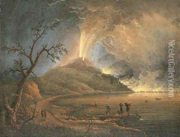 Vesuvius erupting at night Oil Painting - Pierre-Jacques Volaire