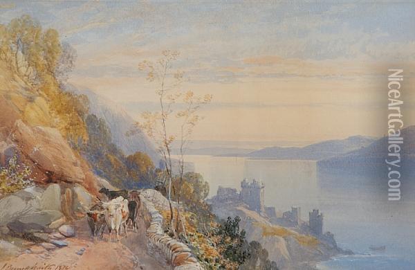 Castle Urquhart, Loch Ness Oil Painting - James Burrell-Smith