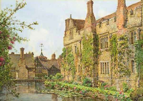 Across the moat, Hever Castle Oil Painting - Ernest Arthur Rowe