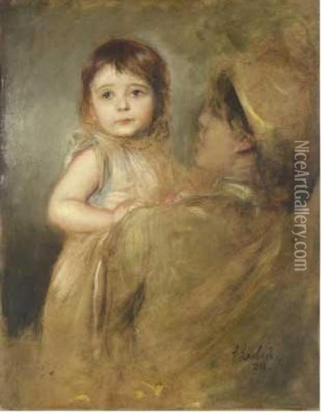 Ritratto Di Bambina Oil Painting - Franz von Lenbach