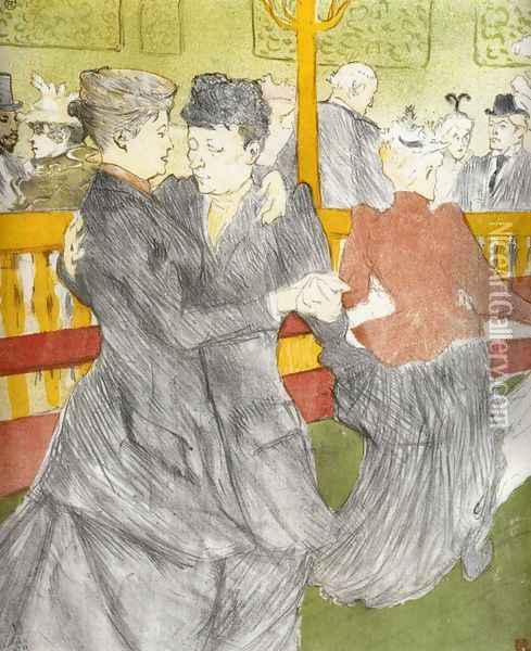 Dancing at the Moulin Rouge Oil Painting - Henri De Toulouse-Lautrec