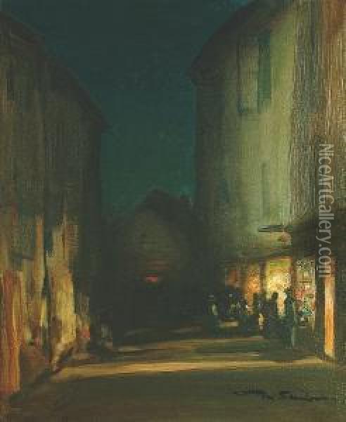 Ludlow At Night Oil Painting - Mark Senior