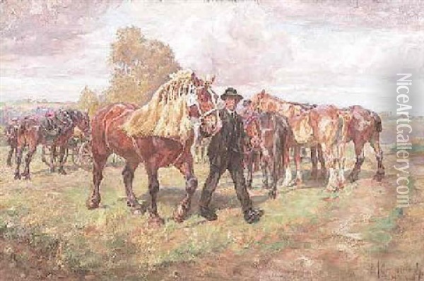Pferdemarkt Oil Painting - Paul Peter (Max) Krombach