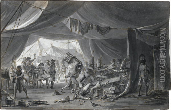 A Brawl In A Military Encampment Oil Painting - Dirck Langendijk