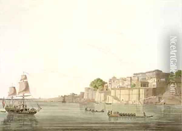 Ramnugur near Benares on the River Ganges Oil Painting - Thomas Daniell