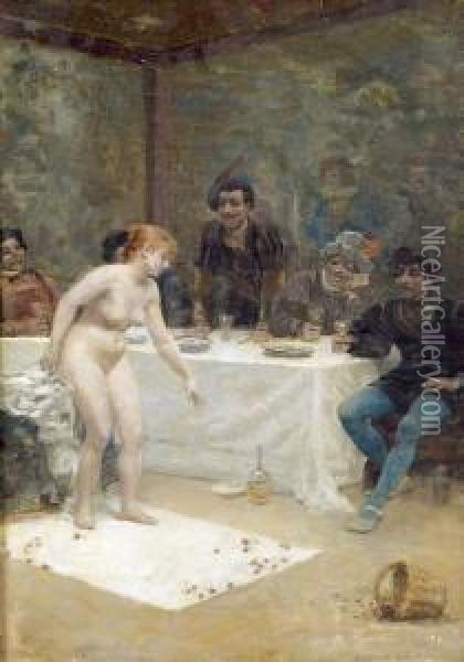 Das Spiel Mit Den Kirschen. Oil Painting - Jules Garnier