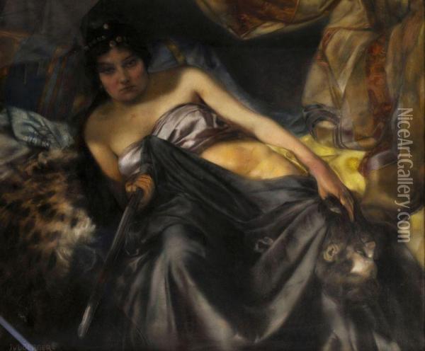 Judita S Hlavou Holoferna Oil Painting - Julius Victor Berger