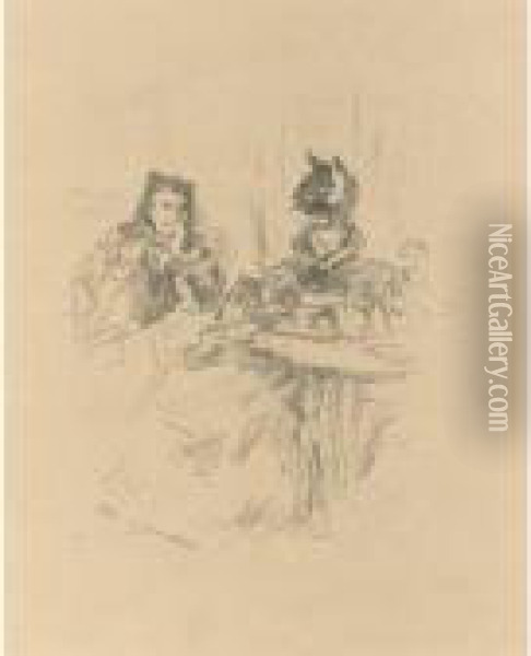 Afternoon Tea (s./s./t. 173) Oil Painting - James Abbott McNeill Whistler