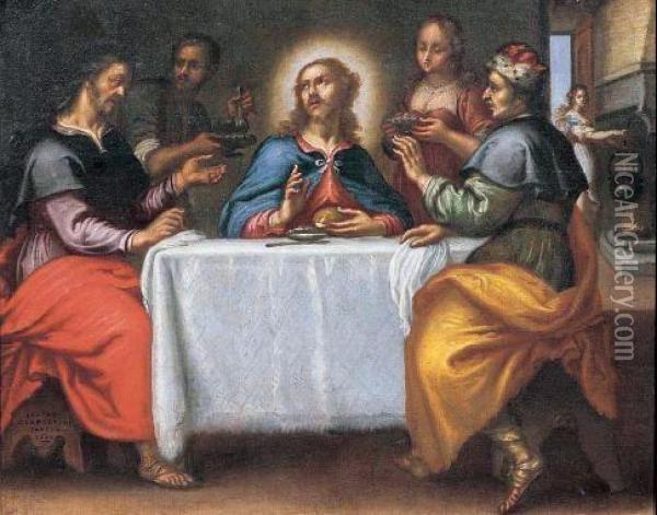 Cena In Casa Di Marta E Maria Oil Painting - Jacopo Confortini