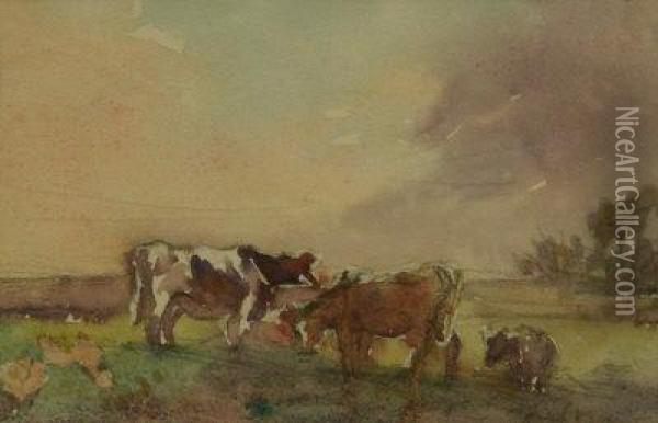 Cows Grazing Oil Painting - William Frederick Mayor